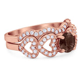Two Piece Round Natural Stone Art Deco Ring