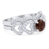 Two Piece Round Natural Stone Art Deco Ring