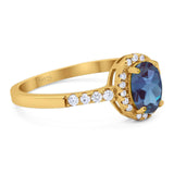 Art Deco Oval Natural Stone Wedding Ring