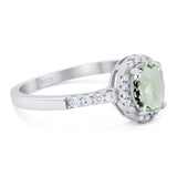 Art Deco Oval Natural Stone Wedding Ring