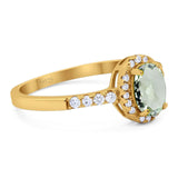 Art Deco Oval Natural Stone Wedding Ring