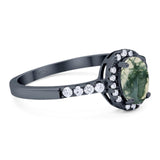 Art Deco Oval Natural Stone Wedding Ring