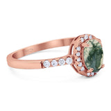 Art Deco Oval Natural Stone Wedding Ring