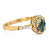 Art Deco Oval Natural Stone Wedding Ring