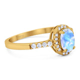 Art Deco Oval Natural Stone Wedding Ring