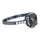 Art Deco Oval Natural Stone Wedding Ring