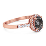 Art Deco Oval Natural Stone Wedding Ring