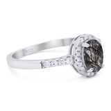 Art Deco Oval Natural Stone Wedding Ring