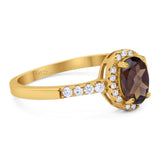 Art Deco Oval Natural Stone Wedding Ring