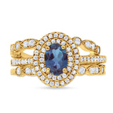 Three Piece Oval Natural Stone Bridal Ring