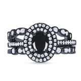 Three Piece Oval Natural Stone Bridal Ring
