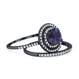 Two Piece Round Natural Stone Bridal Ring