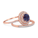 Two Piece Round Natural Stone Bridal Ring