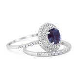 Two Piece Round Natural Stone Bridal Ring