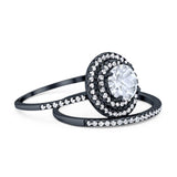 Two Piece Round Natural Stone Bridal Ring