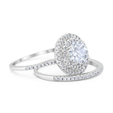 Two Piece Round Natural Stone Bridal Ring