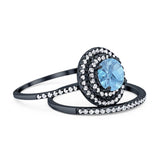 Two Piece Round Natural Stone Bridal Ring