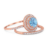 Two Piece Round Natural Stone Bridal Ring