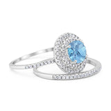 Two Piece Round Natural Stone Bridal Ring