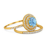 Two Piece Round Natural Stone Bridal Ring