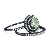 Two Piece Round Natural Stone Bridal Ring