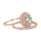 Two Piece Round Natural Stone Bridal Ring