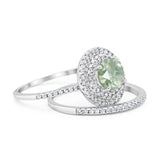 Two Piece Round Natural Stone Bridal Ring