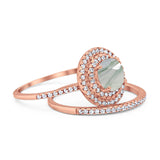 Two Piece Round Natural Stone Bridal Ring