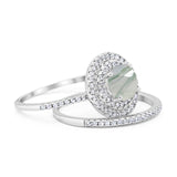 Two Piece Round Natural Stone Bridal Ring