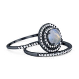 Two Piece Round Natural Stone Bridal Ring