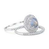 Two Piece Round Natural Stone Bridal Ring