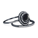 Two Piece Round Natural Stone Bridal Ring