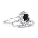 Two Piece Round Natural Stone Bridal Ring