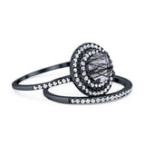 Two Piece Round Natural Stone Bridal Ring