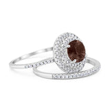 Two Piece Round Natural Stone Bridal Ring