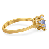 Art Deco Pear Teardrop Natural Stone Ring