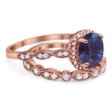 Two Piece Round Natural Stone Bridal Ring