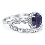 Two Piece Round Natural Stone Bridal Ring