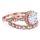 Two Piece Round Natural Stone Bridal Ring