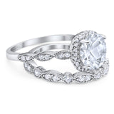 Two Piece Round Natural Stone Bridal Ring