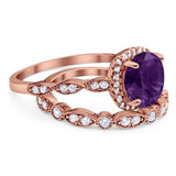 Two Piece Round Natural Stone Bridal Ring