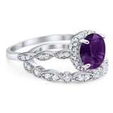 Two Piece Round Natural Stone Bridal Ring