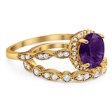 Two Piece Round Natural Stone Bridal Ring