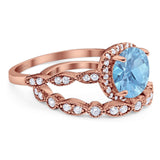 Two Piece Round Natural Stone Bridal Ring