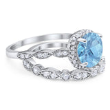 Two Piece Round Natural Stone Bridal Ring