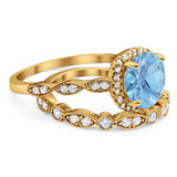 Two Piece Round Natural Stone Bridal Ring