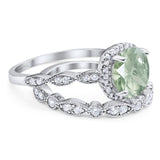 Two Piece Round Natural Stone Bridal Ring