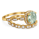 Two Piece Round Natural Stone Bridal Ring