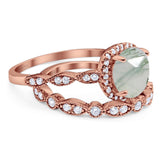 Two Piece Round Natural Stone Bridal Ring