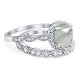 Two Piece Round Natural Stone Bridal Ring